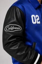 Cobalt Athletic Club Exclusive Satin Varsity Jacket Black Leather On Sale