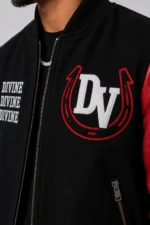 Divine Black Wool Leather Red Letterman Varsity Jacket Sale