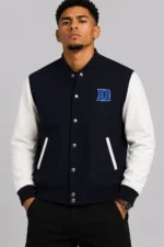 Duke Blue Devils Black and White Varsity Jacket