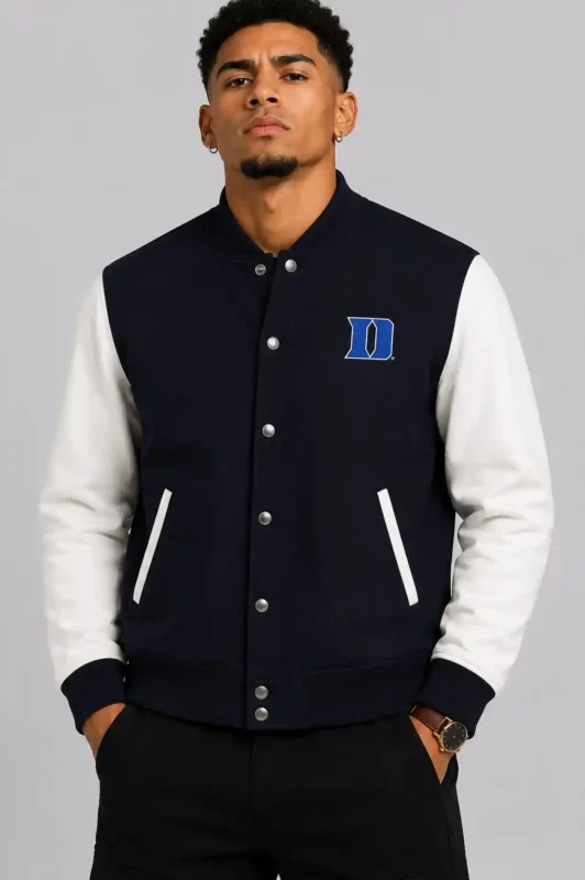 Duke Blue Devils Black and White Varsity Jacket