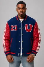 Eagle Navy Wool Leather Red Letterman Varsity Jacket