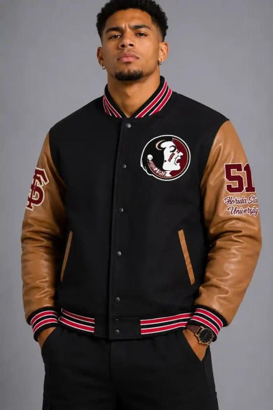 Florida State Seminoles Black and Brown Varsity Jacket