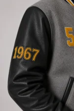 Gray Heritage Exclusive Varsity Jacket Grey Wool Black Leather On Sale