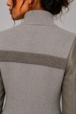 Grey Wool Longline Letterman Varsity Jacket Women