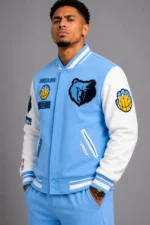 Memphis Grizzlies Blue and White Letterman Jacket