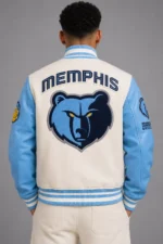Memphis Grizzlies Blue and White Letterman Jacket On Sale