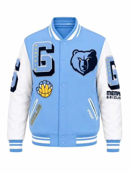 Memphis Grizzlies Blue and White Varsity Letterman Jacket