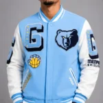 Memphis Grizzlies Blue and White Varsity Letterman Jacket