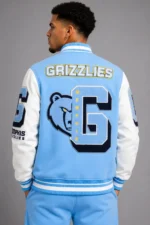 Memphis Grizzlies Blue and White Varsity Letterman Jacket For Sale