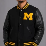 Michigan Wolverines Black Letterman Varsity Jacket