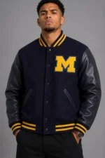 Michigan Wolverines Navy Letterman Varsity Jacket