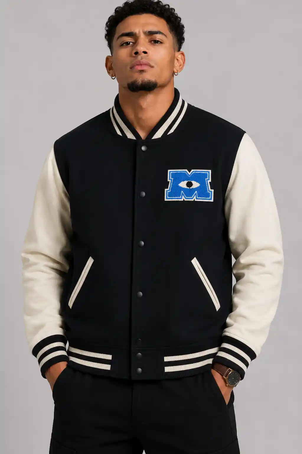 Monsters University James P. Sullivan Black Letterman Jacket Monsters University James P. Sullivan Black Letterman Jacket