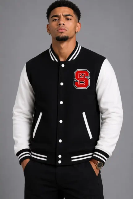 North Carolina State Wolfpack Wool Varsity Jacket Black