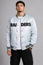 Oakland Raiders Satin Varsity Jacket On Sale