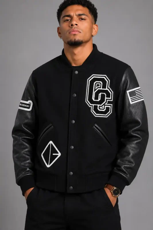 Opening Ceremony OC Black Letterman Jacket