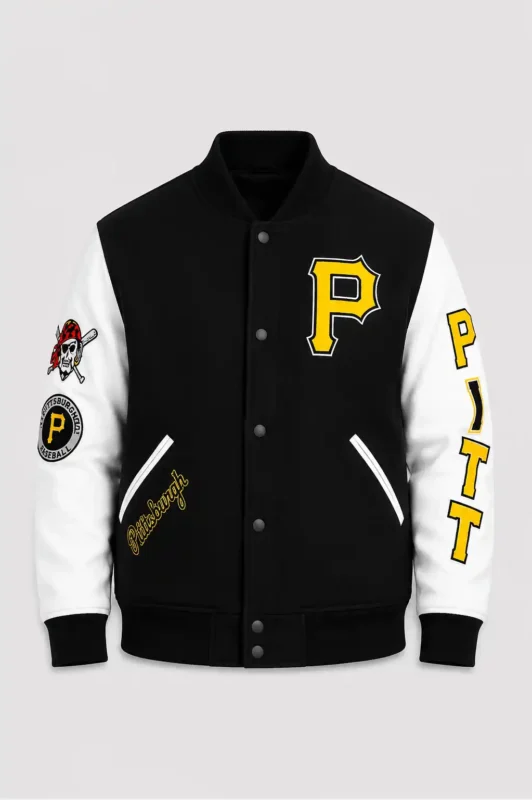 Pittsburgh Pirates White and Black Letterman Jacket