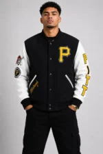 Pittsburgh Pirates White and Black Letterman Jacket