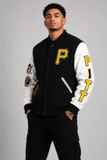 Pittsburgh Pirates White and Black Letterman Jacket For Sale