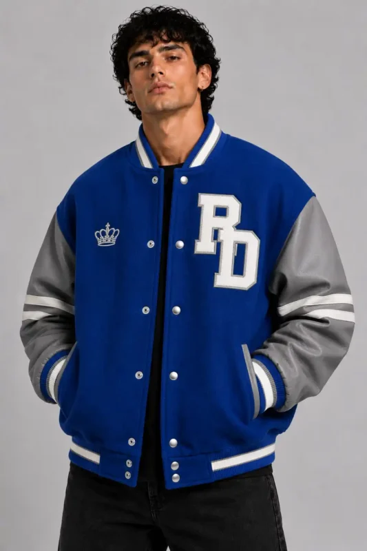 Royal Division RD Chenille Wool Leather Sleeve Letterman Varsity Jacket