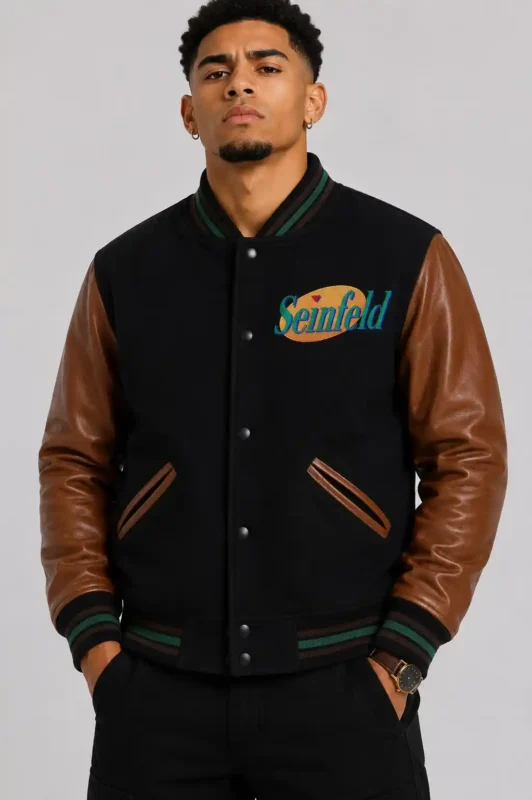 Seinfeld Crew Black and Brown Varsity Jacket