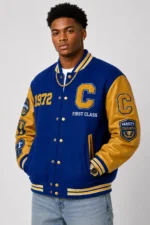 Shop Champion 1972 Exclusive Varsity Jacket Royal Blue Gold Leather