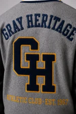 Shop Gray Heritage Exclusive Varsity Jacket Grey Wool Black Leather