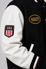 Shop True School Exclusive Varsity Jacket Black Wool White Leather