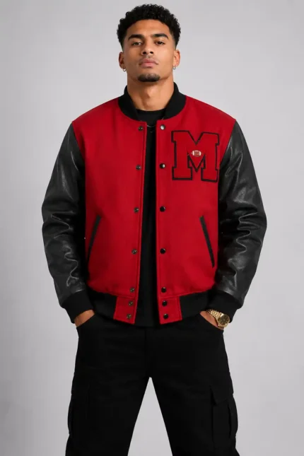 Solflare Black and White Letterman Jacket
