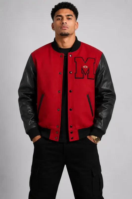 Solflare Black and White Letterman Jacket