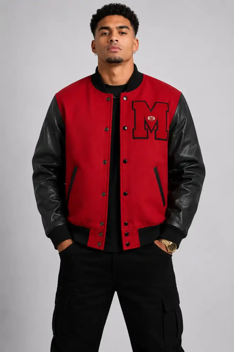 Solflare Black and White Letterman Jacket
