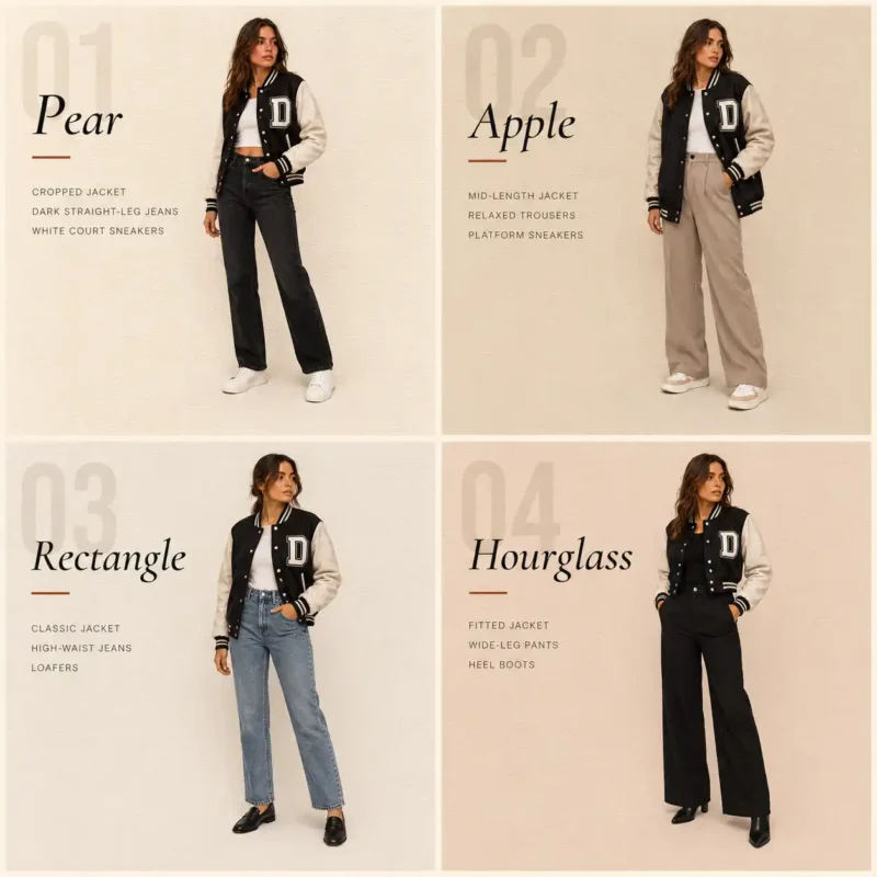 Styling a Varsity Jacket by Body Type