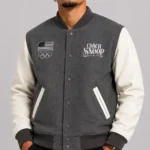 Team USA Coach Snoop Heather Gray White Varsity Jacket