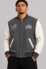 Team USA Coach Snoop Heather Gray White Varsity Jacket