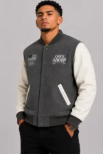 Team USA Coach Snoop Heather Gray White Varsity Jacket On Sale