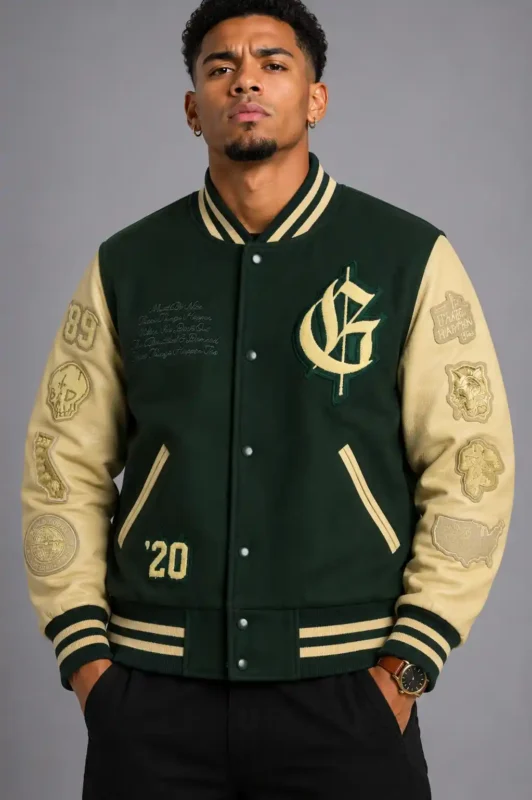 The Accolade G Eazy Green Baseball Varsity Jacket