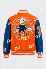 Timothée Chalamet MSG Knicks Game 5 Orange Blue Varsity Wool Leather Jacket