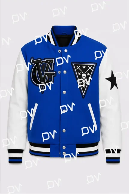 VG Nipsey Hussle Blue and White Varsity Letterman Jacket
