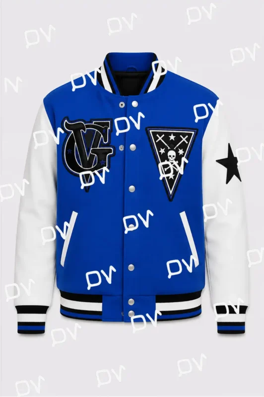 VG Nipsey Hussle Blue and White Varsity Letterman Jacket