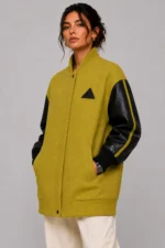 Wool Black Leather Oversized Letterman Varsity Jacket On Sale