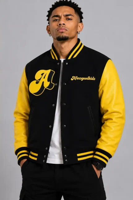 A Few Good Kids Logo Letterman Black & Yellow Varsity Jacket