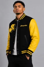 A Few Good Kids Logo Letterman Black & Yellow Varsity Jacket For Men and Women