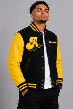 A Few Good Kids Logo Letterman Black & Yellow Varsity Jacket For Sale