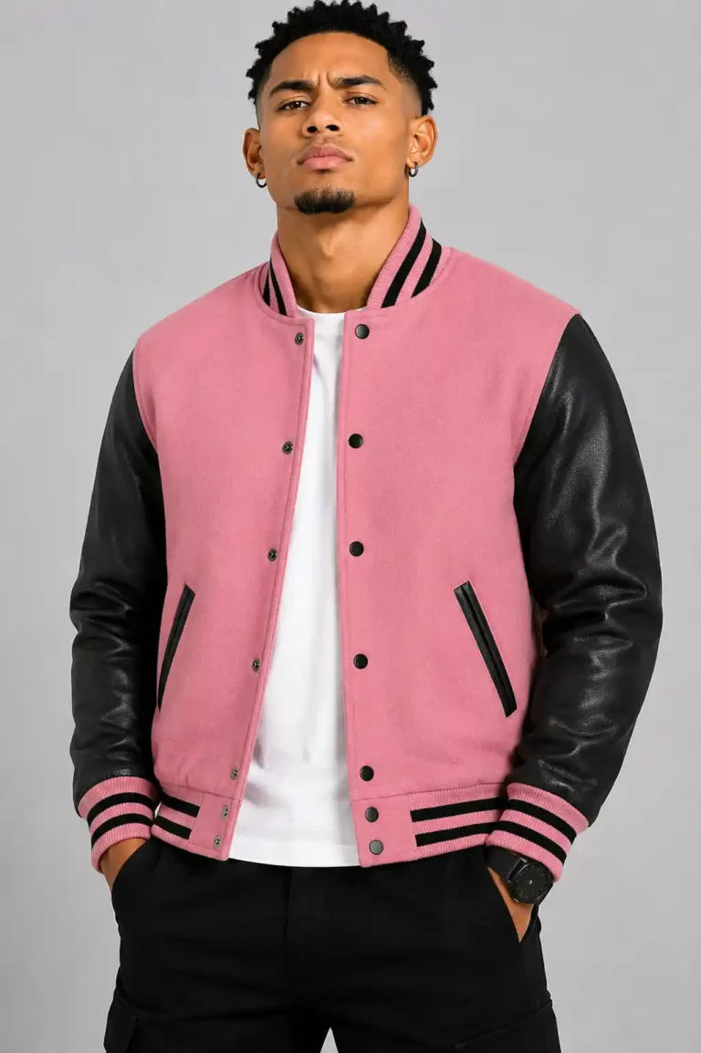 Baseball Varsity Black and Pink Jacket