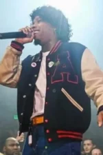 Black Off-White Alone at Prom Tory Lanez Letterman Wool Leather Jacket