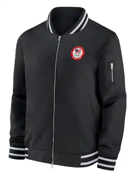 Black Team USA Full-Zip Bomber Jacket