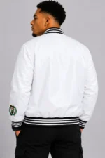 Boston Celtics Full-Snap White Varsity Nylon Jacket