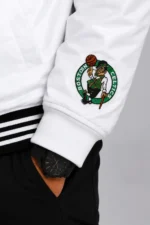 Boston Celtics Full-Snap White Varsity Nylon Jacket On Sale