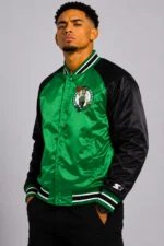 Boston Celtics Inductee Green Black Satin Varsity Jacket