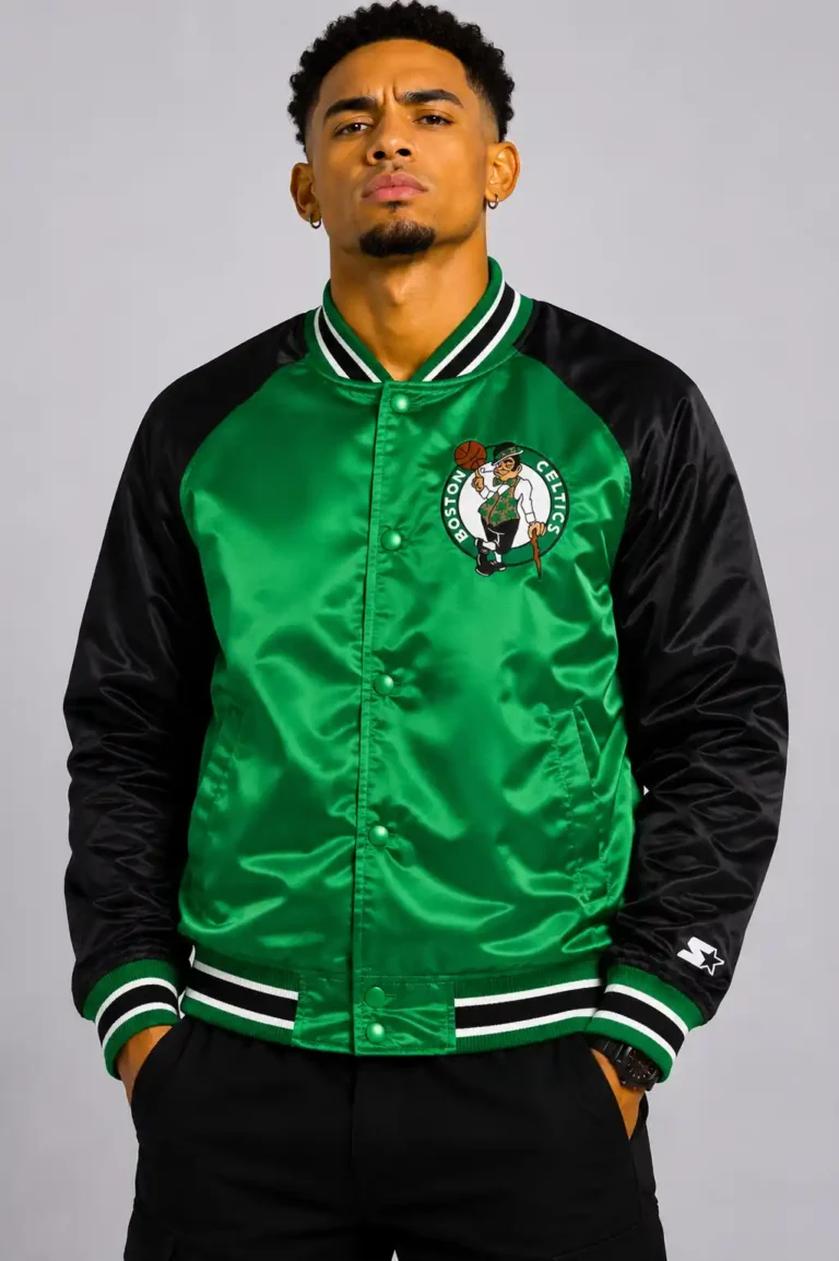 Boston Celtics Inductee Green Black Satin Varsity Jacket On Sale