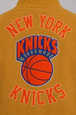 Brown Cream NY Knicks Dusted Varsity Jacket On Sale
